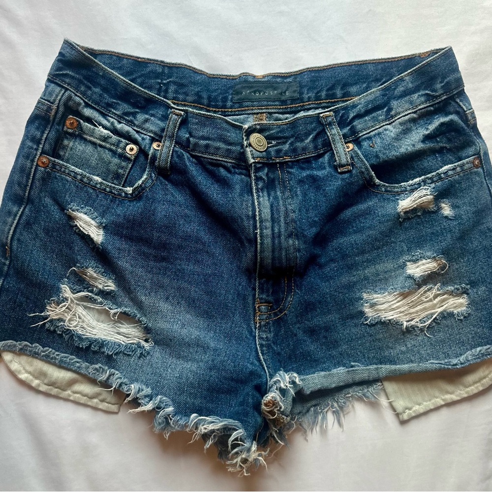 Aeropostale Blue Distressed Jean Shorts